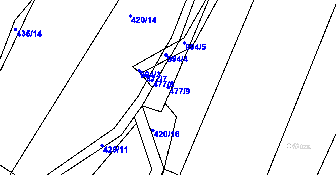 Parcela st. 477/9 v KÚ Měcholupy u Blovic, Katastrální mapa