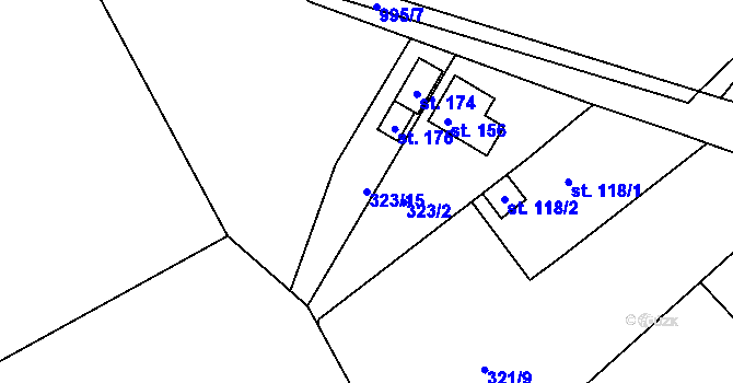 Parcela st. 323/15 v KÚ Měcholupy u Blovic, Katastrální mapa