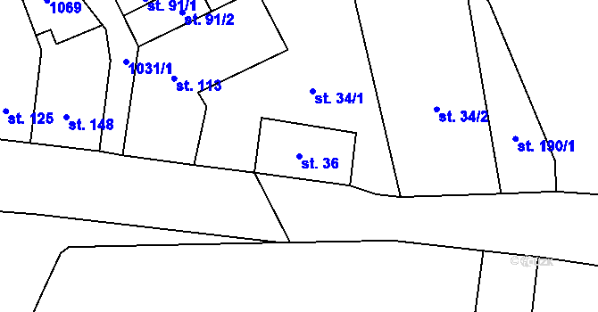 Parcela st. 36 v KÚ Měcholupy u Žatce, Katastrální mapa