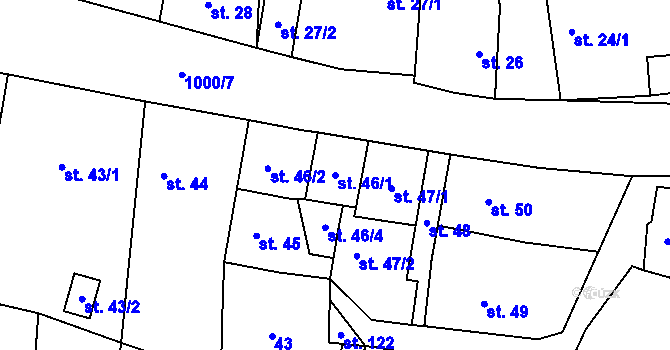 Parcela st. 46/1 v KÚ Měcholupy u Žatce, Katastrální mapa