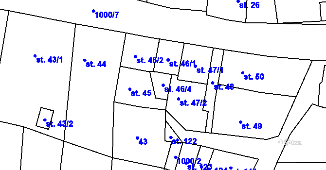 Parcela st. 46/4 v KÚ Měcholupy u Žatce, Katastrální mapa