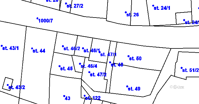 Parcela st. 47/1 v KÚ Měcholupy u Žatce, Katastrální mapa