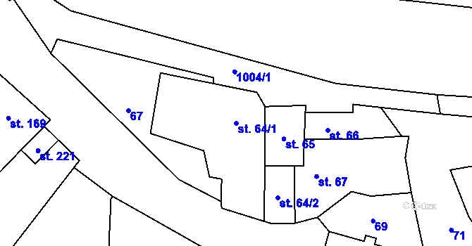 Parcela st. 64/1 v KÚ Měcholupy u Žatce, Katastrální mapa
