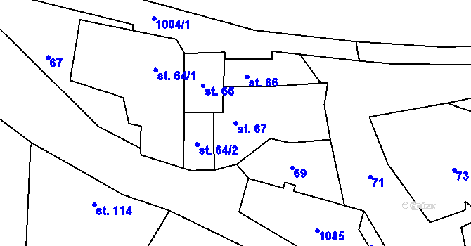 Parcela st. 67 v KÚ Měcholupy u Žatce, Katastrální mapa