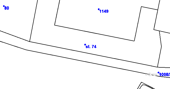 Parcela st. 74 v KÚ Měcholupy u Žatce, Katastrální mapa