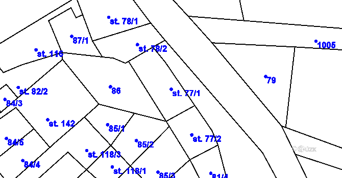 Parcela st. 77/1 v KÚ Měcholupy u Žatce, Katastrální mapa