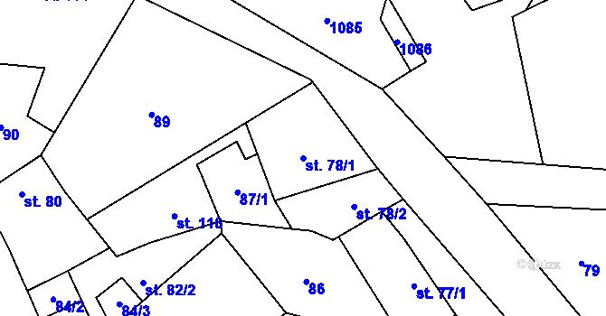 Parcela st. 78/1 v KÚ Měcholupy u Žatce, Katastrální mapa
