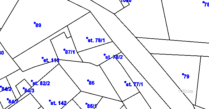 Parcela st. 78/2 v KÚ Měcholupy u Žatce, Katastrální mapa