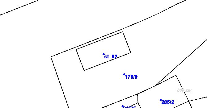 Parcela st. 92 v KÚ Měcholupy u Žatce, Katastrální mapa