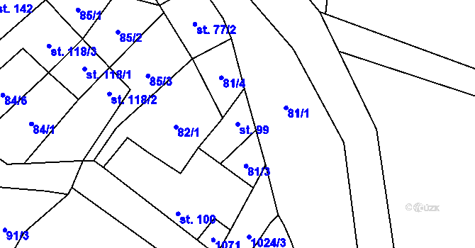 Parcela st. 99 v KÚ Měcholupy u Žatce, Katastrální mapa