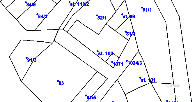 Parcela st. 100 v KÚ Měcholupy u Žatce, Katastrální mapa