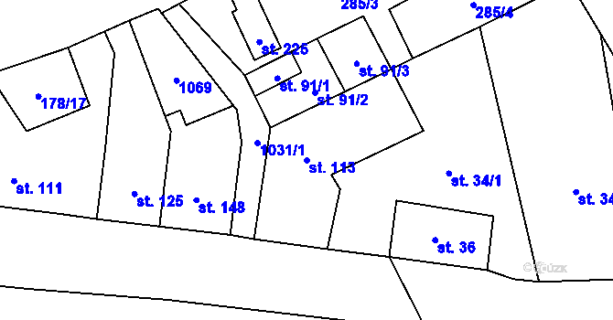 Parcela st. 113 v KÚ Měcholupy u Žatce, Katastrální mapa