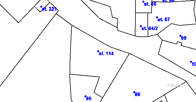 Parcela st. 114 v KÚ Měcholupy u Žatce, Katastrální mapa