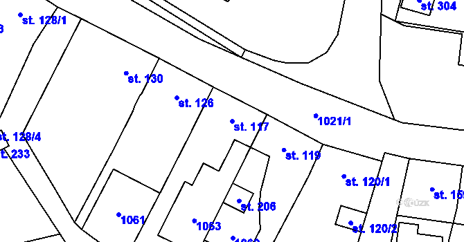 Parcela st. 117 v KÚ Měcholupy u Žatce, Katastrální mapa