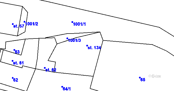 Parcela st. 134 v KÚ Měcholupy u Žatce, Katastrální mapa