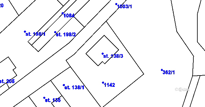 Parcela st. 138/3 v KÚ Měcholupy u Žatce, Katastrální mapa