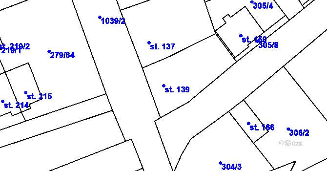 Parcela st. 139 v KÚ Měcholupy u Žatce, Katastrální mapa