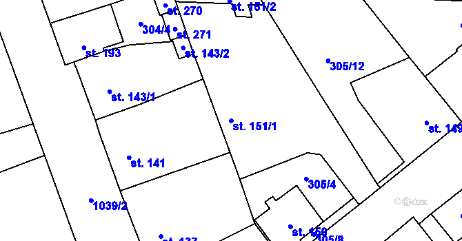 Parcela st. 151/1 v KÚ Měcholupy u Žatce, Katastrální mapa
