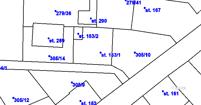 Parcela st. 153/1 v KÚ Měcholupy u Žatce, Katastrální mapa