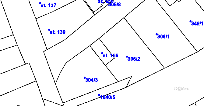 Parcela st. 166 v KÚ Měcholupy u Žatce, Katastrální mapa