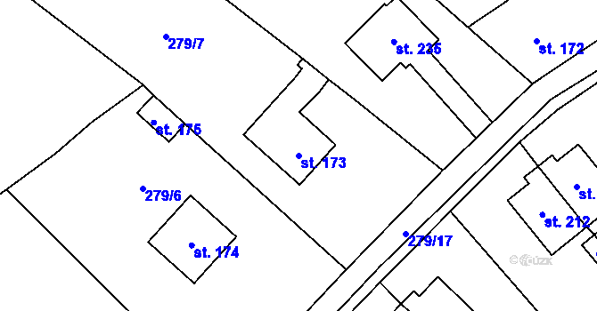 Parcela st. 173 v KÚ Měcholupy u Žatce, Katastrální mapa