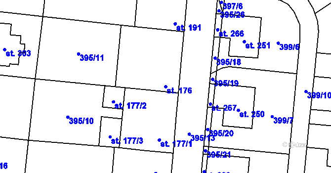 Parcela st. 176 v KÚ Měcholupy u Žatce, Katastrální mapa