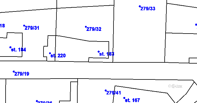 Parcela st. 183 v KÚ Měcholupy u Žatce, Katastrální mapa