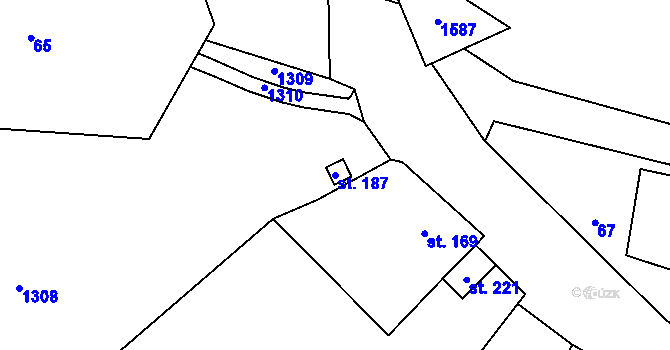 Parcela st. 187 v KÚ Měcholupy u Žatce, Katastrální mapa