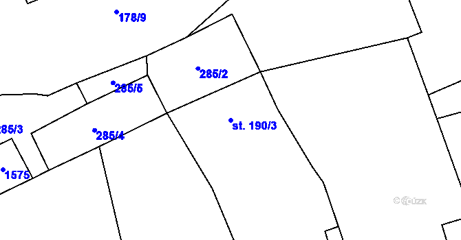 Parcela st. 190/3 v KÚ Měcholupy u Žatce, Katastrální mapa