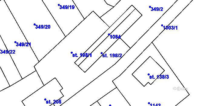 Parcela st. 198/2 v KÚ Měcholupy u Žatce, Katastrální mapa