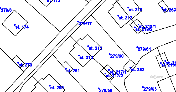 Parcela st. 211 v KÚ Měcholupy u Žatce, Katastrální mapa