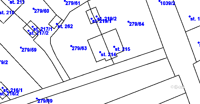 Parcela st. 214 v KÚ Měcholupy u Žatce, Katastrální mapa