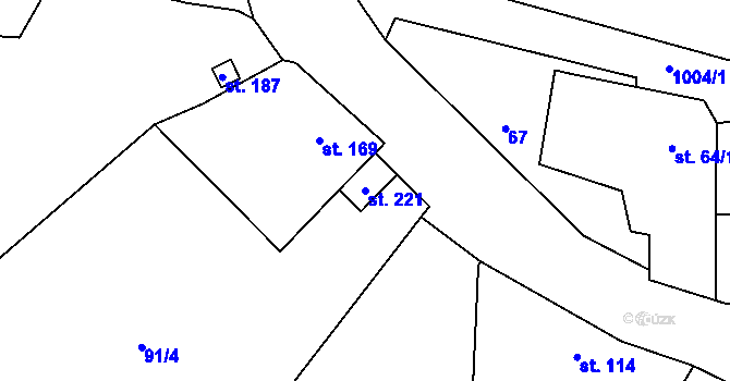 Parcela st. 221 v KÚ Měcholupy u Žatce, Katastrální mapa