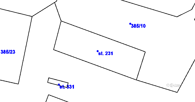 Parcela st. 231 v KÚ Měcholupy u Žatce, Katastrální mapa