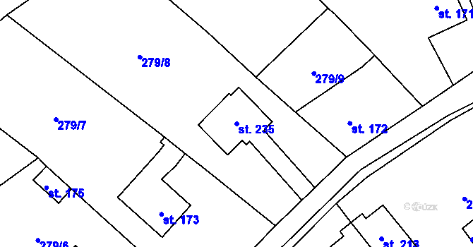 Parcela st. 235 v KÚ Měcholupy u Žatce, Katastrální mapa