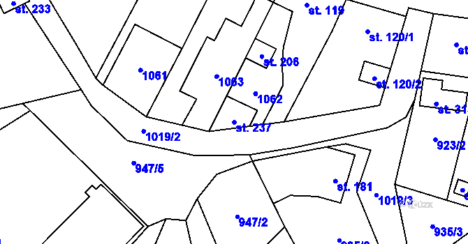 Parcela st. 237 v KÚ Měcholupy u Žatce, Katastrální mapa