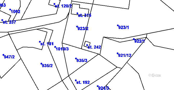 Parcela st. 242 v KÚ Měcholupy u Žatce, Katastrální mapa