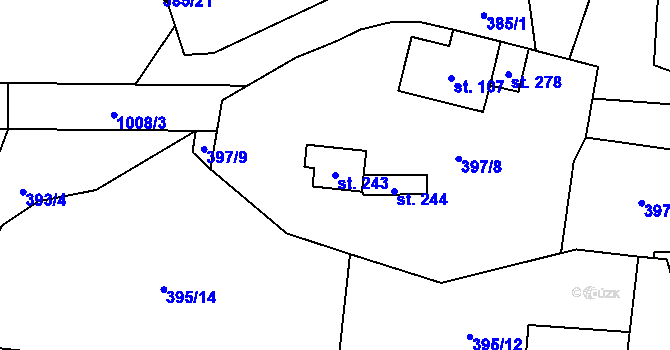 Parcela st. 243 v KÚ Měcholupy u Žatce, Katastrální mapa