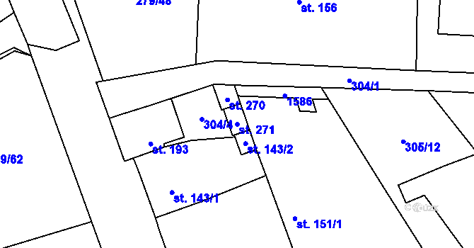 Parcela st. 271 v KÚ Měcholupy u Žatce, Katastrální mapa