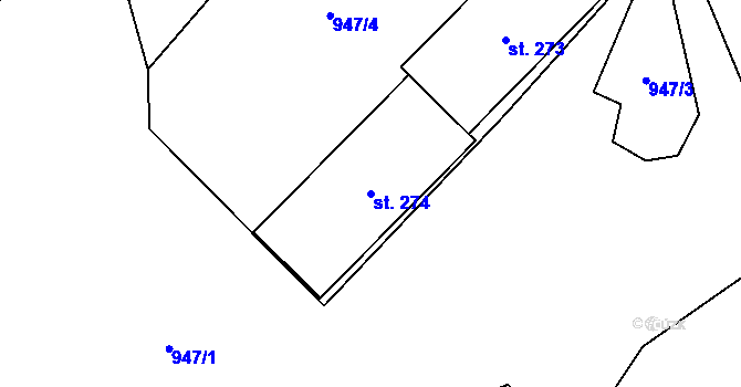 Parcela st. 274 v KÚ Měcholupy u Žatce, Katastrální mapa