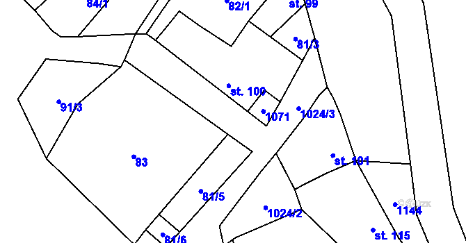 Parcela st. 81/2 v KÚ Měcholupy u Žatce, Katastrální mapa