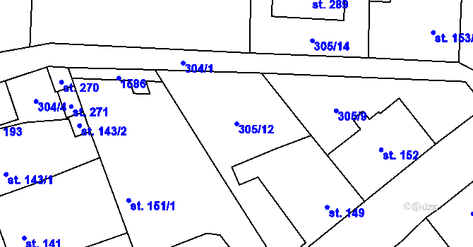Parcela st. 305/12 v KÚ Měcholupy u Žatce, Katastrální mapa