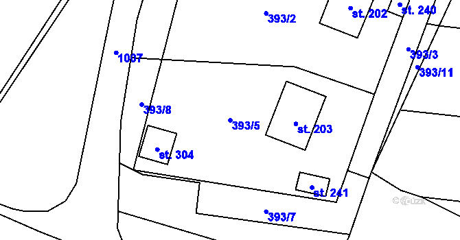Parcela st. 393/5 v KÚ Měcholupy u Žatce, Katastrální mapa