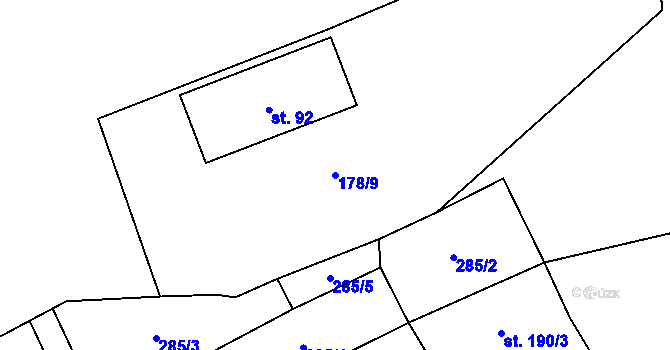 Parcela st. 178/9 v KÚ Měcholupy u Žatce, Katastrální mapa