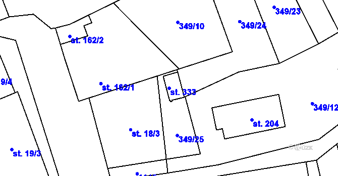 Parcela st. 333 v KÚ Měcholupy u Žatce, Katastrální mapa