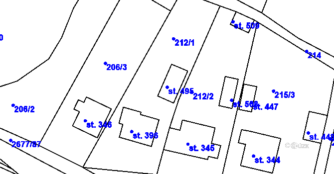Parcela st. 495 v KÚ Melč, Katastrální mapa