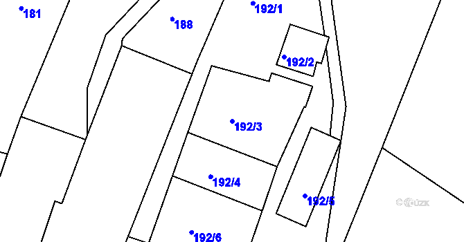 Parcela st. 192/3 v KÚ Melč, Katastrální mapa