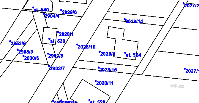 Parcela st. 2028/4 v KÚ Melč, Katastrální mapa
