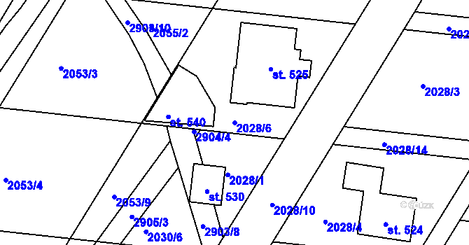 Parcela st. 2028/6 v KÚ Melč, Katastrální mapa