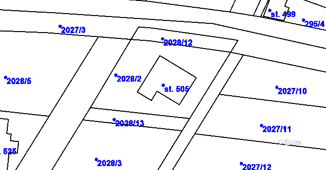 Parcela st. 505 v KÚ Melč, Katastrální mapa